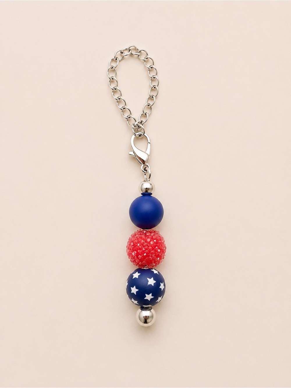 Star Bead Tumbler Charm - Blue & Red